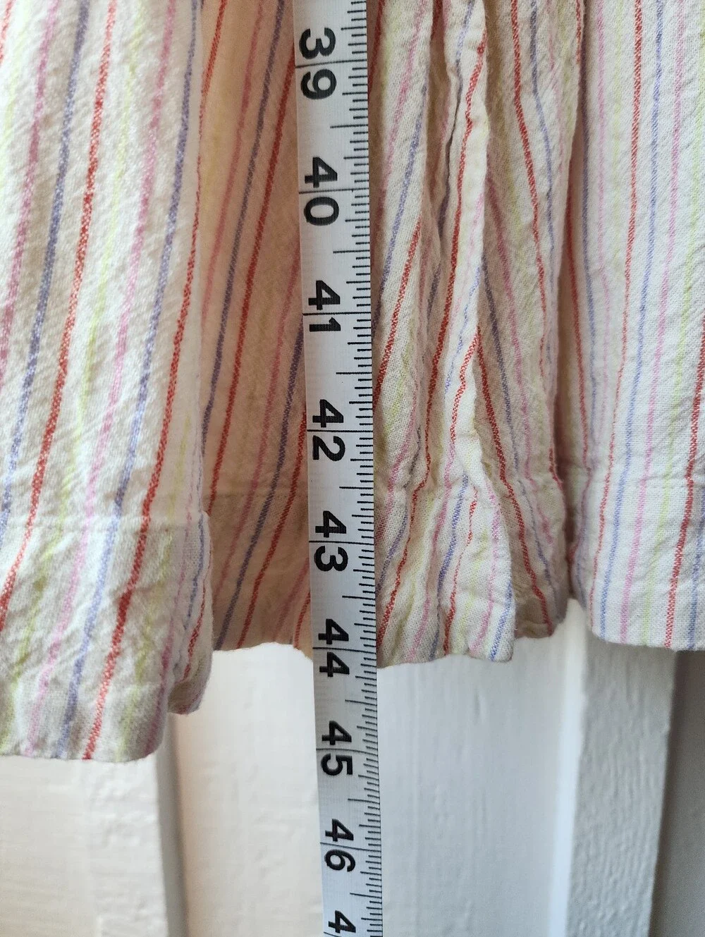 Free People Sunshine Eyes Linen Midi Dress Cream Stripe Puff-Sleeve Size XS